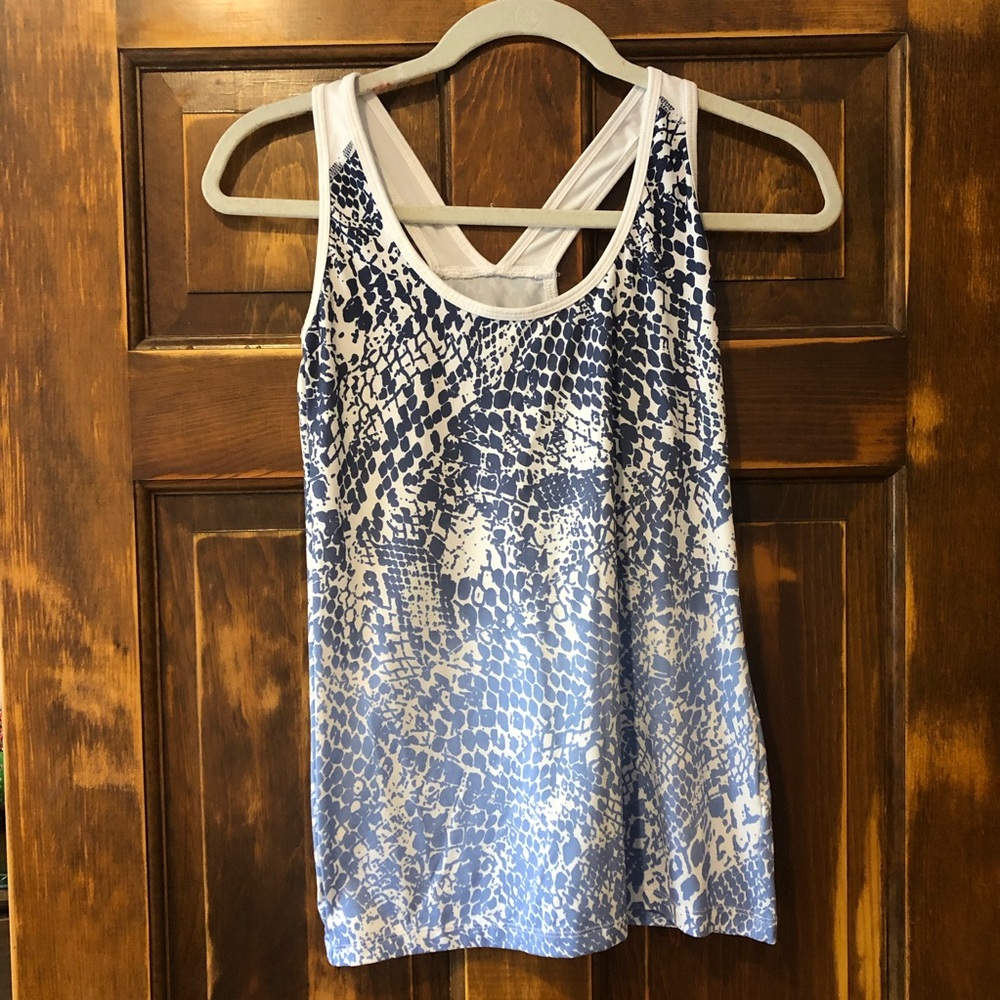 Champion Blue/White Patterned Athletic Tank Top